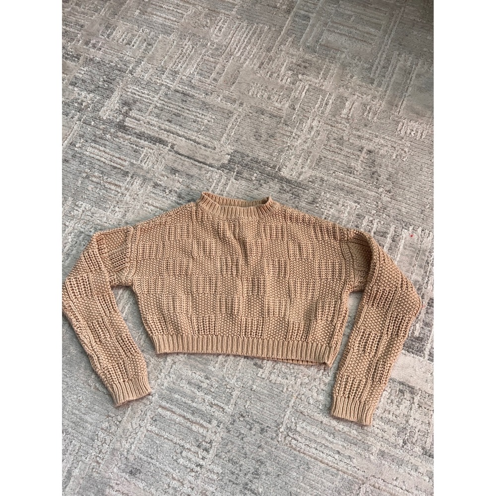 Willow & Wind Crop Knit Sweater‎ Top Long Sleeve Beige Small